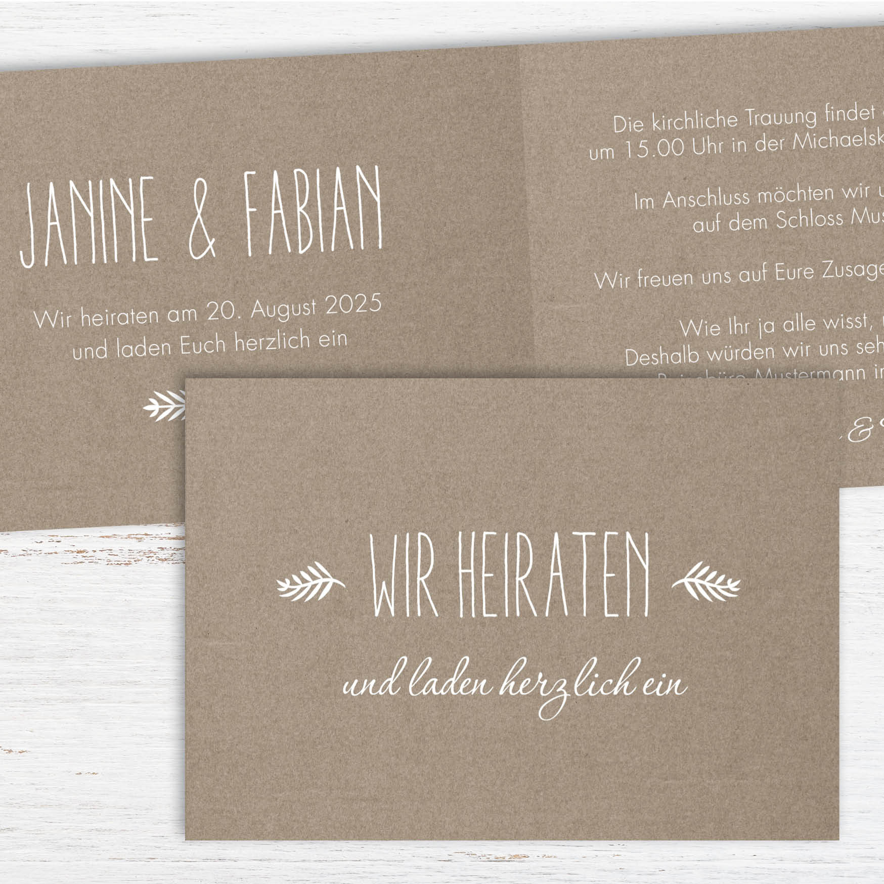 Einladungskarte zur Hochzeit: Rustikal Individuelle Einladung
